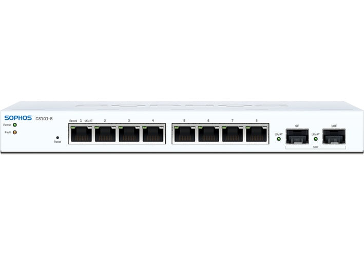 Sophos CS101-8 - Switch - managed - 8 x 10/100/1000 + 2 x Gigabit SFP - Desktop, wandmontierbar afbeelding 1