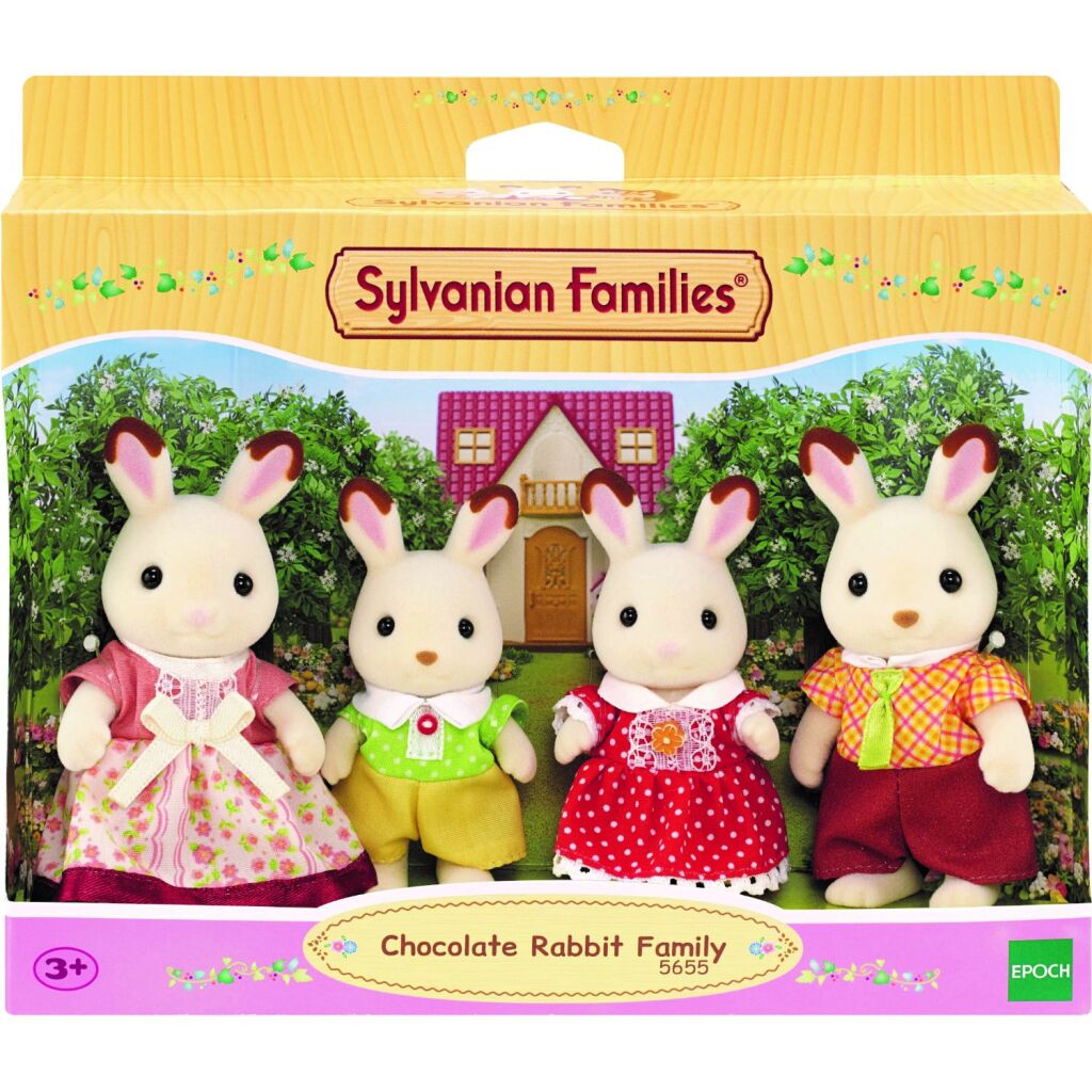 Sylvanian Families Chocolate Rabbit Family 5655 - 4 Figures with Removable Clothing