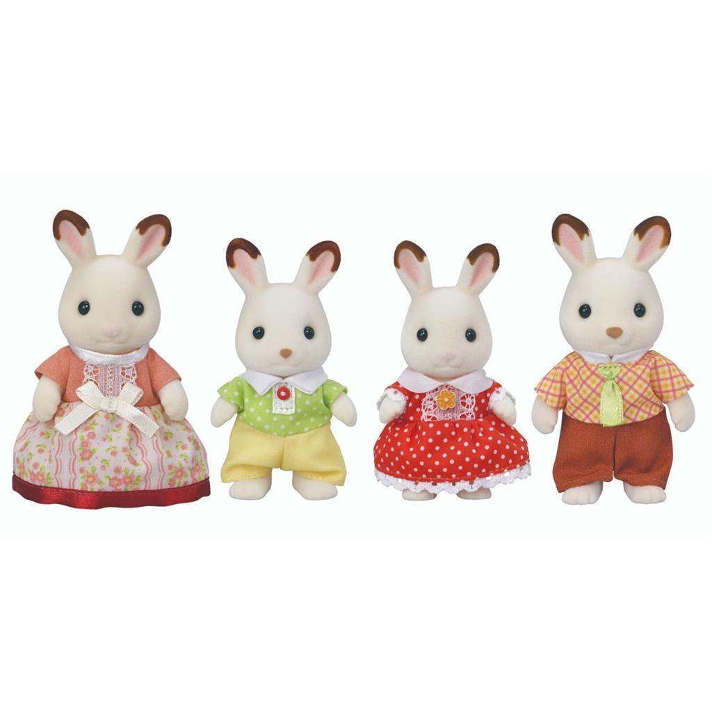 Sylvanian Families Chocolate Rabbit Family 5655 - 4 Figures with Removable Clothing