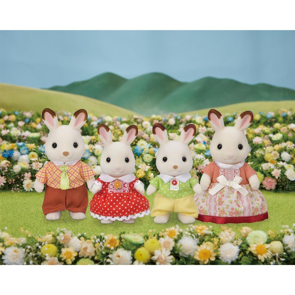Sylvanian Families Chocolate Rabbit Family 5655 - 4 Figures with Removable Clothing