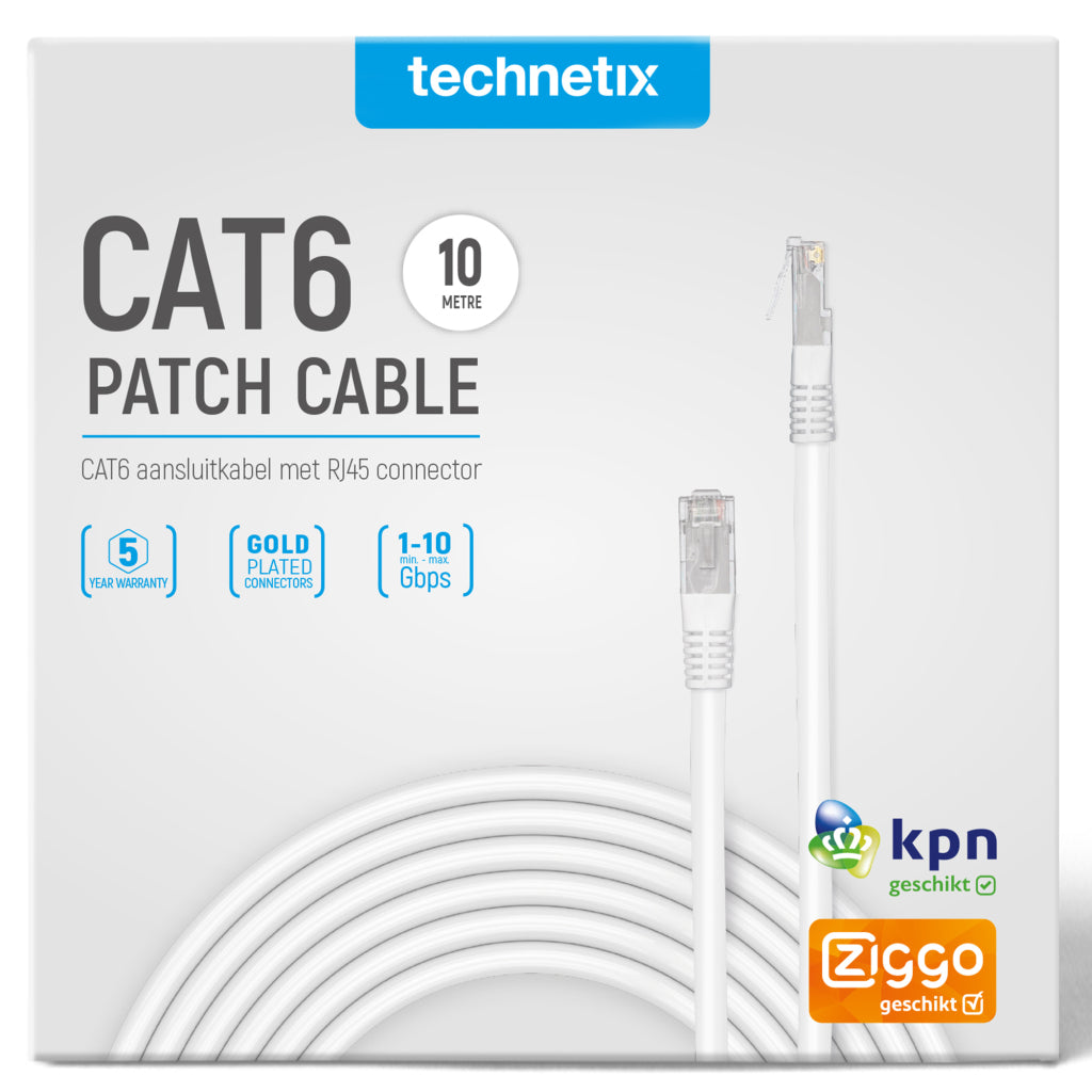 Technetix Patch Cable Cat6 10 m with RJ45 Connector