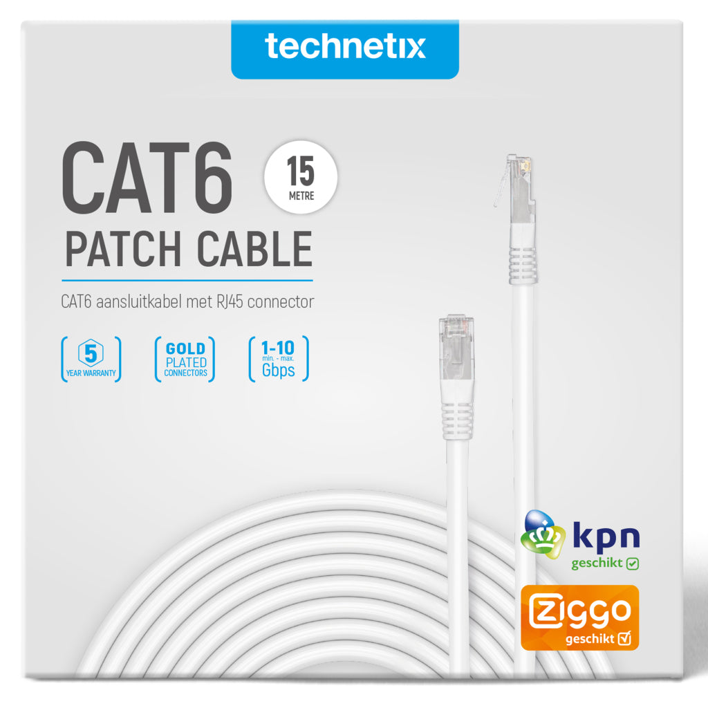 Technetix Patch Cable Cat6 15 m with RJ45 Connector