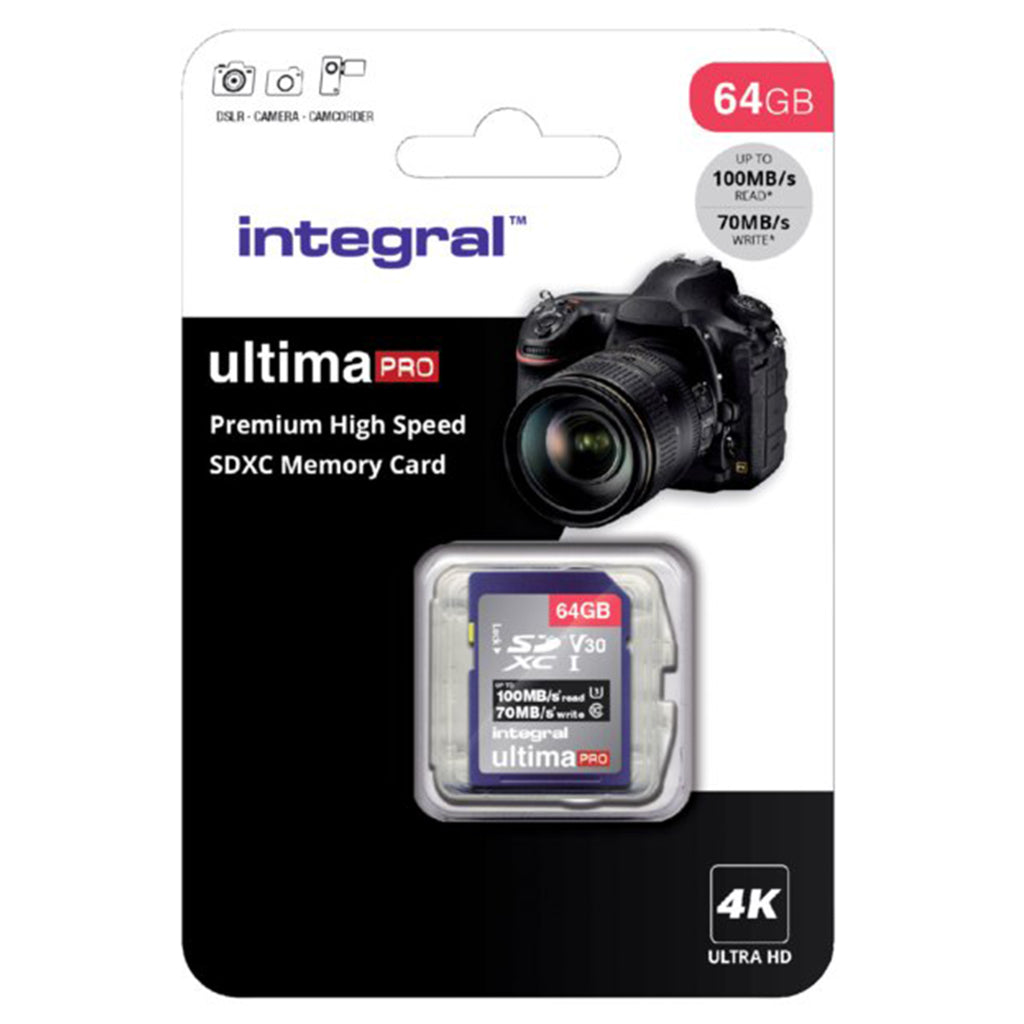 Integral SDXC V30 64GB 100/70MB/s Pro