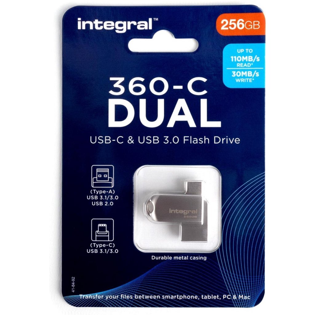 Integral 360-C Dual Flash Drive USB-C & USB 3.0 256GB Metal/Silver