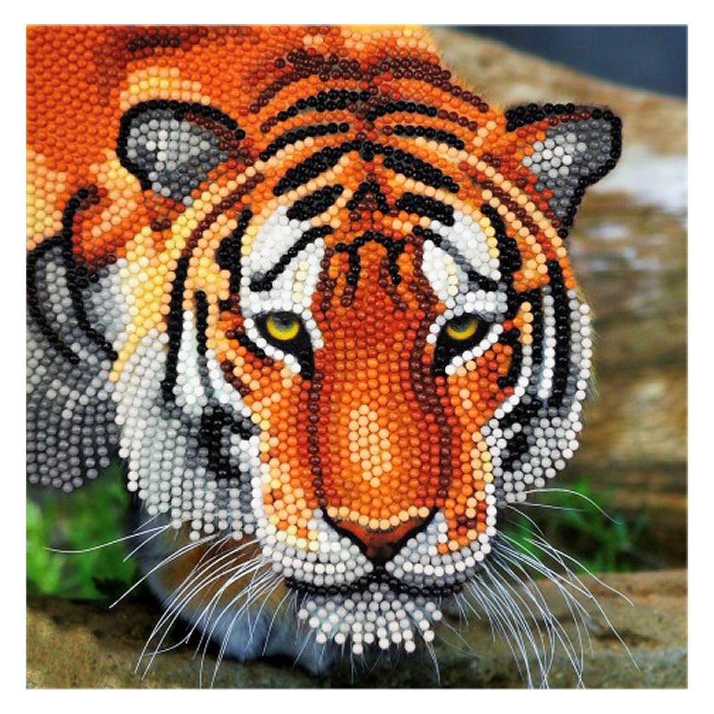 Craft Buddy Crystal Art Card Tiger 18x18 cm - Self-Adhesive Template for Kids and Adults