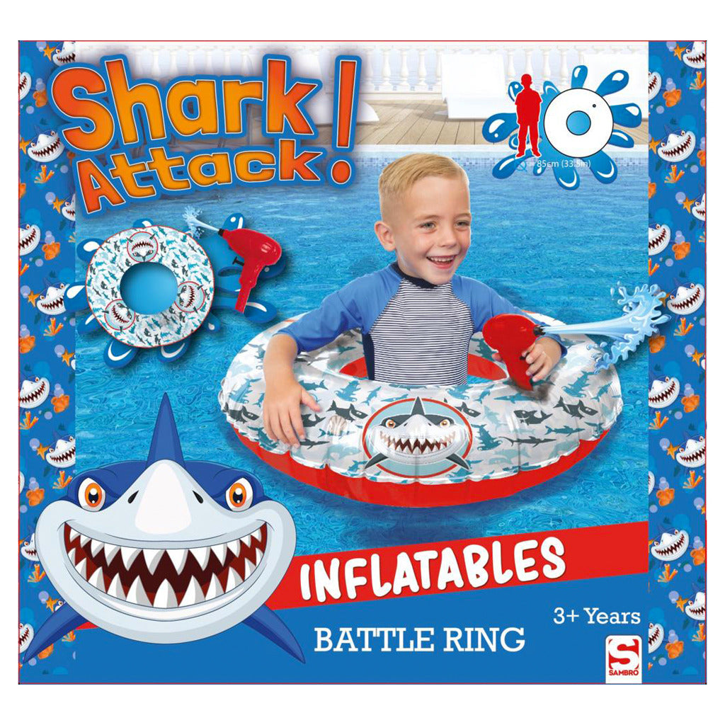 Shark Attack Battle Ring Swim Ring with Water Gun 85 cm