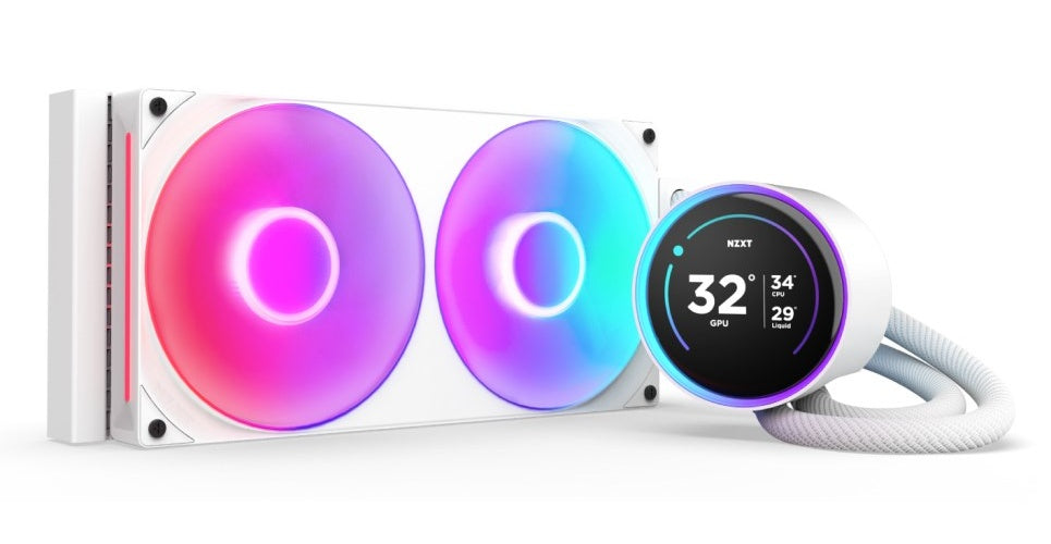 NZXT Kraken Elite 280 RGB - Prozessor-Flüssigkeitskühlsystem - mit LCD-Display - (für: LGA1851, LGA1700, LGA1200, LGA115x Socket, AM5, AM4) - Kupfer - 2 x 140 mm - Mattes Weiß (RL-KR28E-W2) - 5056547204178 - image 1