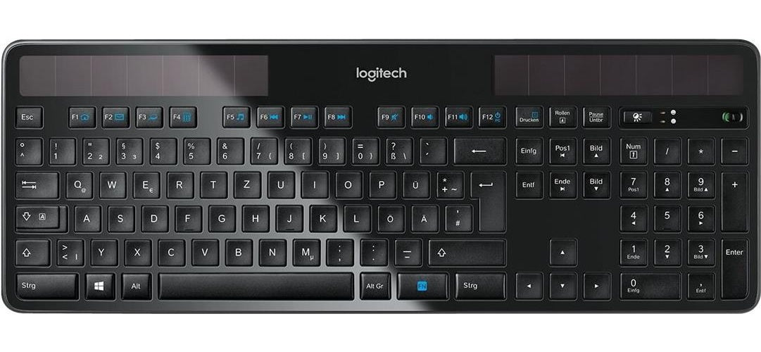 Logitech Wireless Solar Keyboard K750 - Tastatur - drahtlos - 2,4 GHz - kabelloser Empfänger (USB) - Deutsch (920-002916) afbeelding 1