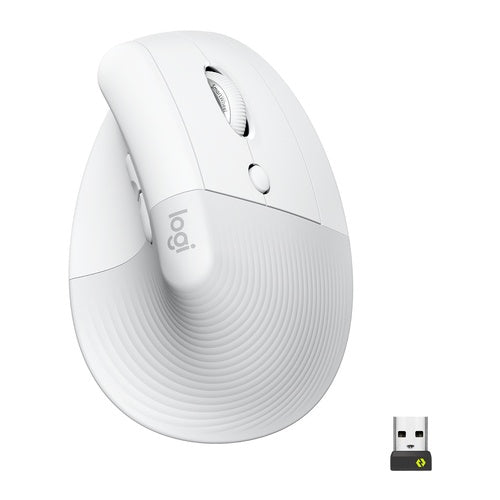 Logitech Lift Vertical Ergonomic Mouse - Vertikale Maus - ergonomisch - optisch - 6 Tasten - kabellos - Bluetooth, 2,4 GHz - Logitech Logi Bolt USB-Receiver - Off-White (910-006475) afbeelding 1