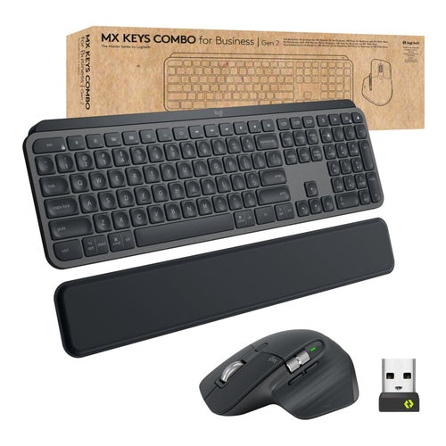Logitech MX Keys Combo for Business - Tastatur-und-Maus-Set - hinterleuchtet - kabellos - Bluetooth LE - QWERTY - Spanisch - Europa - Graphite (920-010930) afbeelding 1