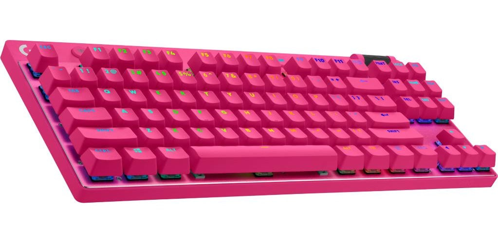 Logitech G PRO X TKL - Tastatur - Hintergrundbeleuchtung - kabellos - 2,4 GHz, Bluetooth - QWERTY - US International - Tastenschalter: Tactile - pink (920-012159) afbeelding 1
