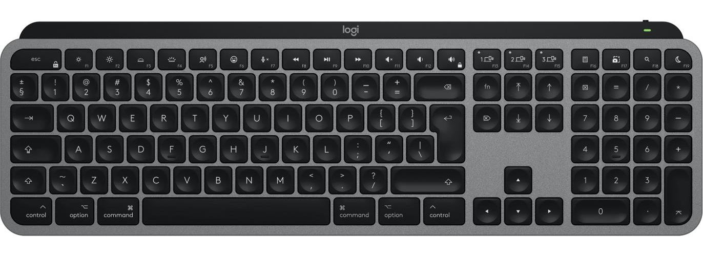 Logitech Master Series MX Keys S for Mac - Tastatur full size - hinterleuchtet - kabellos - Bluetooth LE - QWERTY - US International - Space-grau (920-011637) afbeelding 1