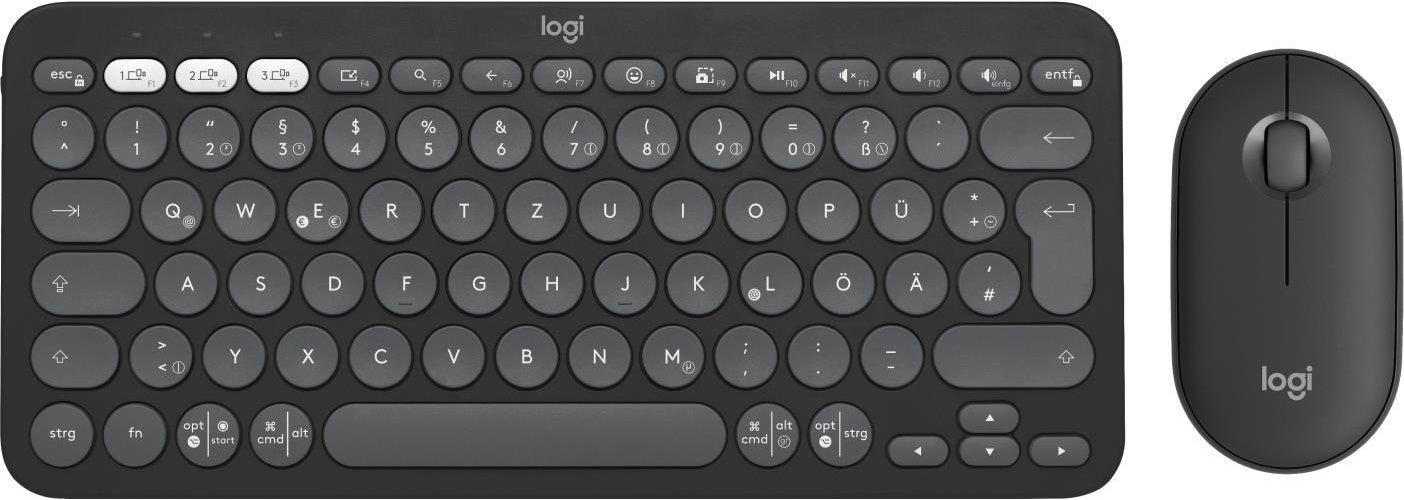 Logitech Pebble 2 Combo - Tastatur-und-Maus-Set - kabellos - Bluetooth LE - QWERTZ - Deutsch - Tonal Graphite (920-012203) afbeelding 1