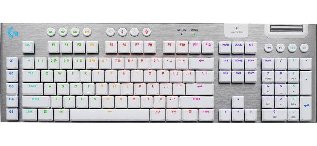 Logitech G G915 X - Tastatur - LIGHTSPEED - full size - Hintergrundbeleuchtung - kabellos - 2.4 GHz, USB, Bluetooth 5.0 - AZERTY - Französisch - weiß (920-012687) afbeelding 1