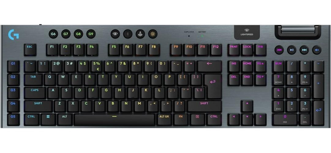 Logitech G G915 X - Tastatur - LIGHTSPEED - Hintergrundbeleuchtung - kabellos - Bluetooth 5,0, 2,4 GHz, USB - QWERTY - US International - Tastenschalter: GL Tactile - Schwarz (920-012676) afbeelding 1