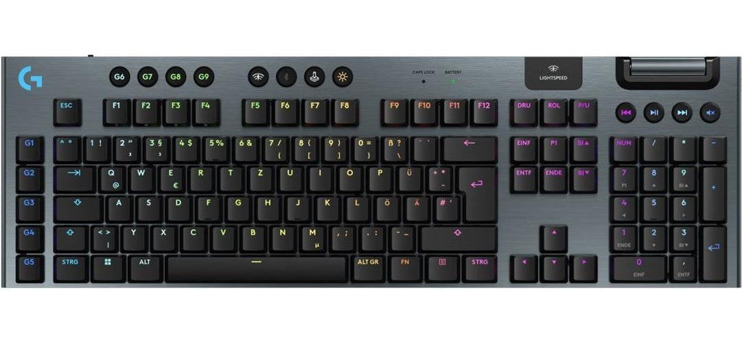 Logitech G G915 X - Tastatur - LIGHTSPEED - Hintergrundbeleuchtung - kabellos - Bluetooth 5,0, 2,4 GHz, USB - QWERTZ - Deutsch - Tastenschalter: GL Tactile - black (920-012671) afbeelding 1