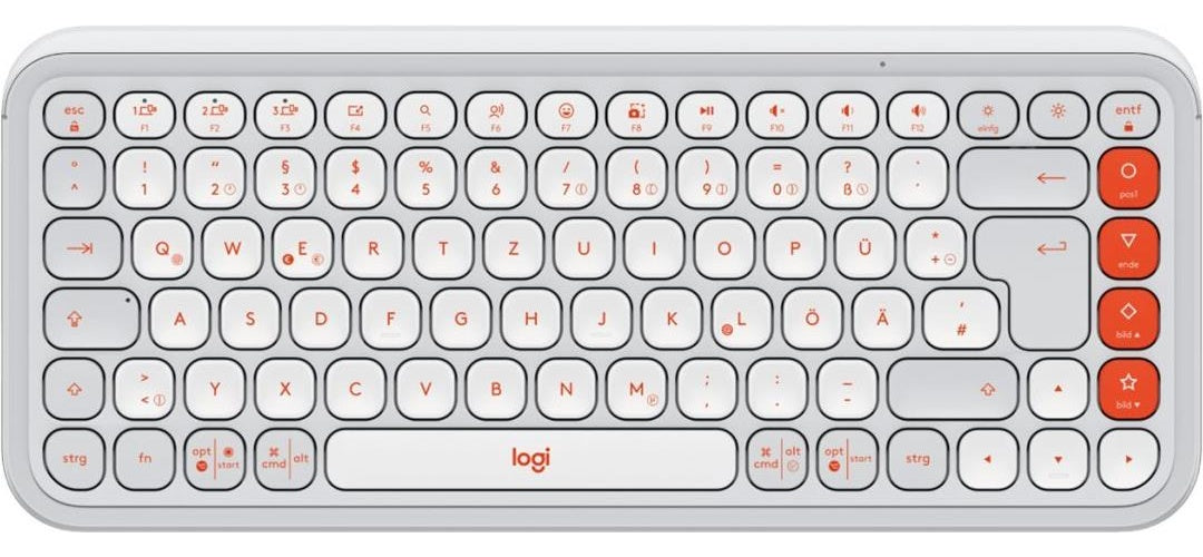 Logitech POP Icon Keys - Tastatur - kabellos - Bluetooth LE - QWERTZ - Deutsch - Off White, orange (920-013060) - 5099206127494 - image 1