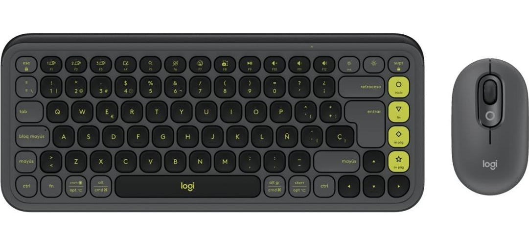 Logitech POP Icon Combo - Tastatur-und-Maus-Set - kabellos - Bluetooth LE - QWERTZ - Deutsch - Graphite, grün (920-013106) afbeelding 1