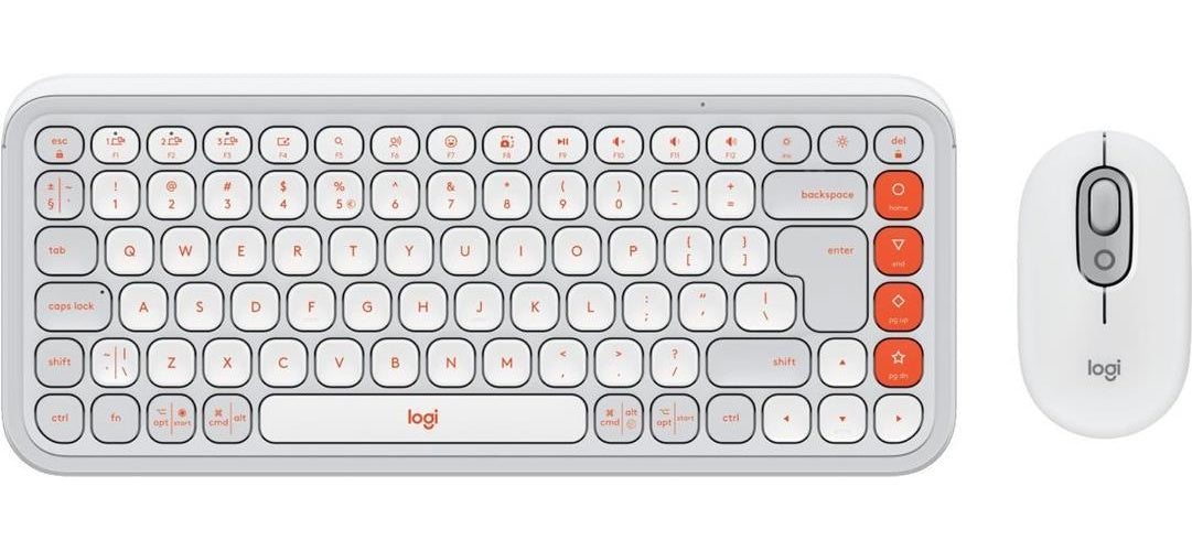 Logitech POP Icon Combo - Tastatur-und-Maus-Set - kabellos - Bluetooth LE - QWERTY - US International - Off-White, orange (920-013141) afbeelding 1