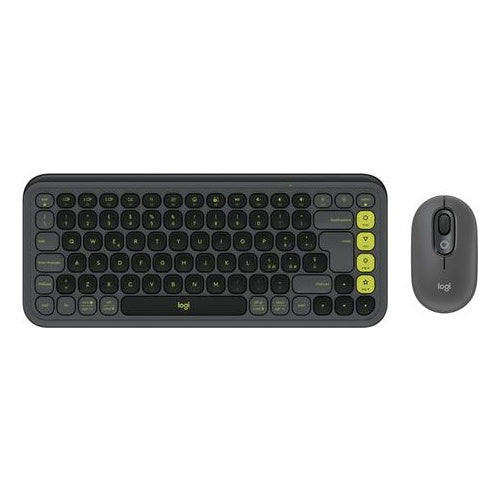 Logitech POP Icon Combo - Tastatur-und-Maus-Set - kabellos - Bluetooth LE - QWERTY - Italienisch - Graphite, grün (920-013115) afbeelding 1
