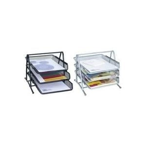 WEDO Office Letter Tray, Wire Metal, 3 Trays, Black Powder-Coated, Suitable for C4 Format (65 801)