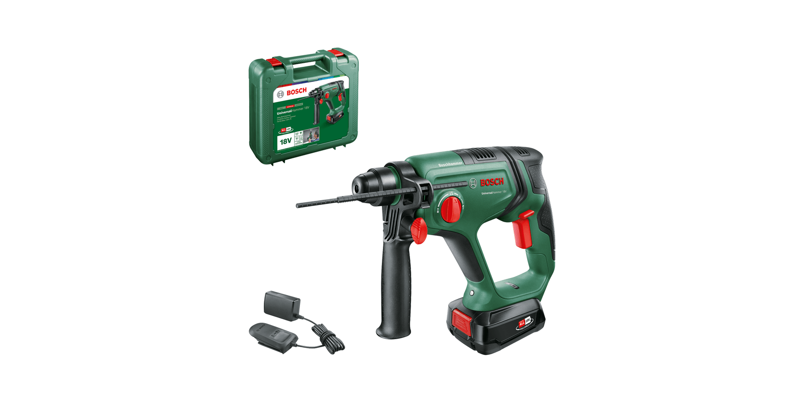 BOSCH UniversalHammer 18V Cordless Rotary Hammer - 2.5 Ah - SDS Plus Percussion