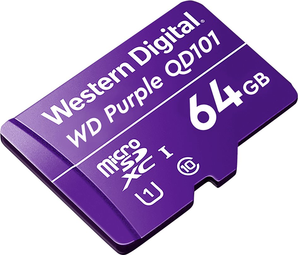 WD Purple SC QD101 64GB MicroSD Card UHS-I U1/ Class 10 (WDD064G1P0C) Class10