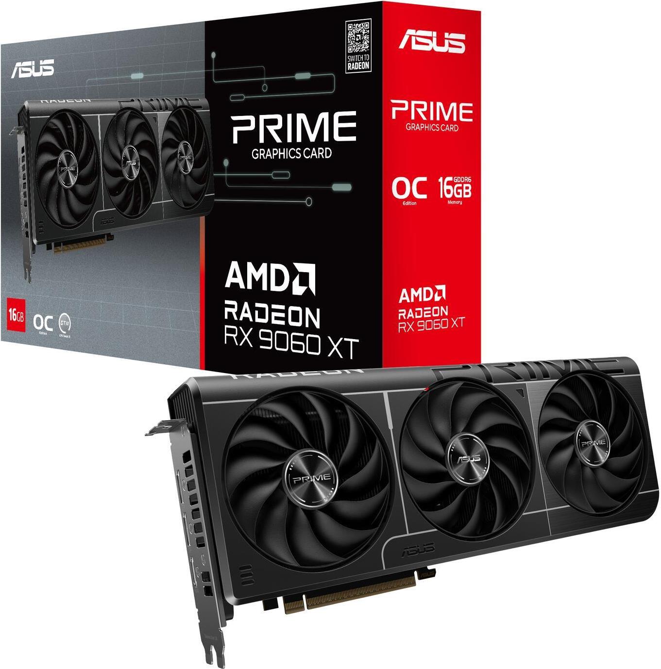 ASUS Prime Radeon RX 9060 XT OC 16GB Graphics Card - 16GB GDDR6, HDMI, 3x DP (90YV0LF1-M0NA00)