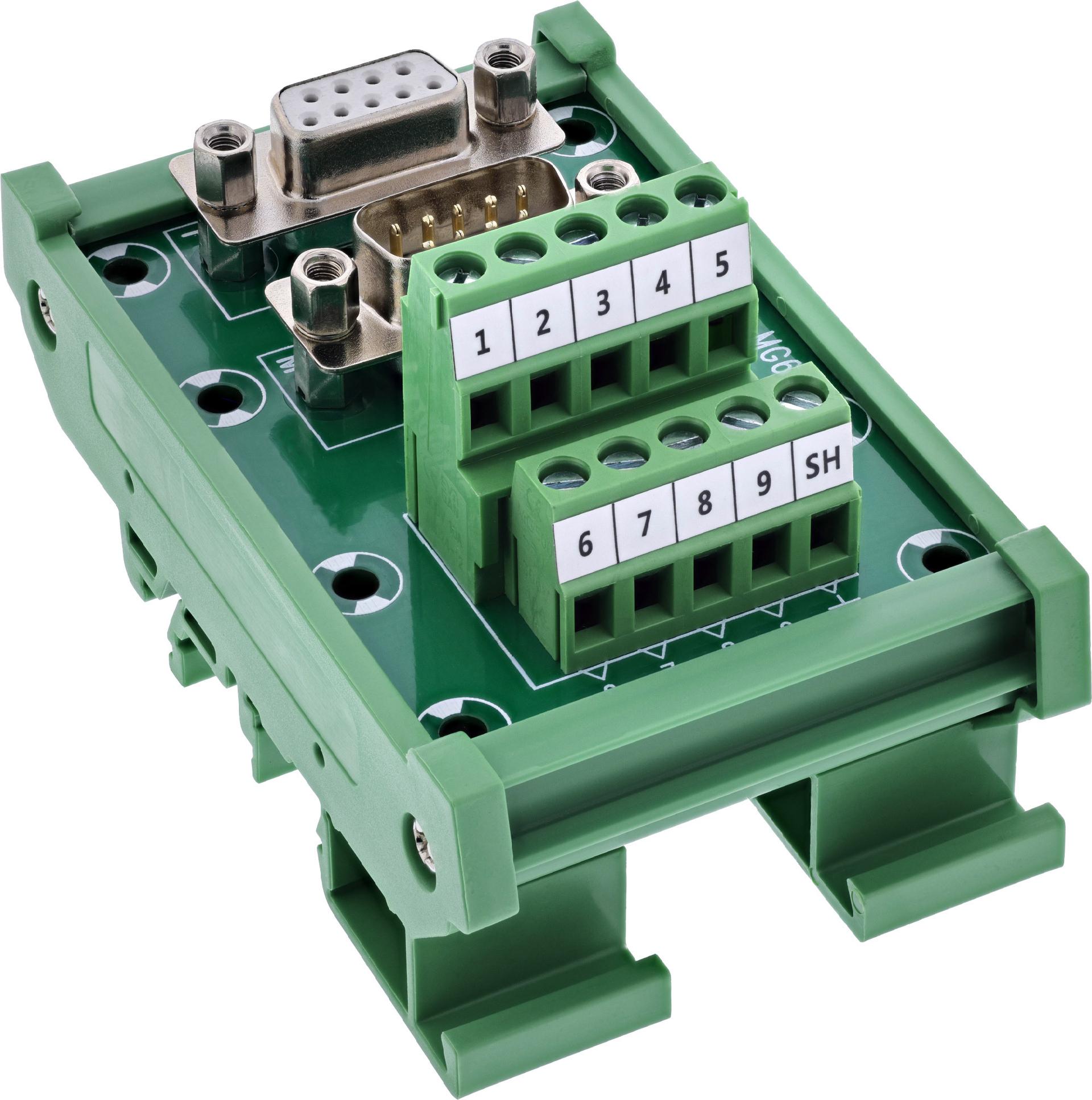 InLine D-Sub 9 Terminal Block - Socket/Plug - Screw Terminal - DIN Rail 92501 M