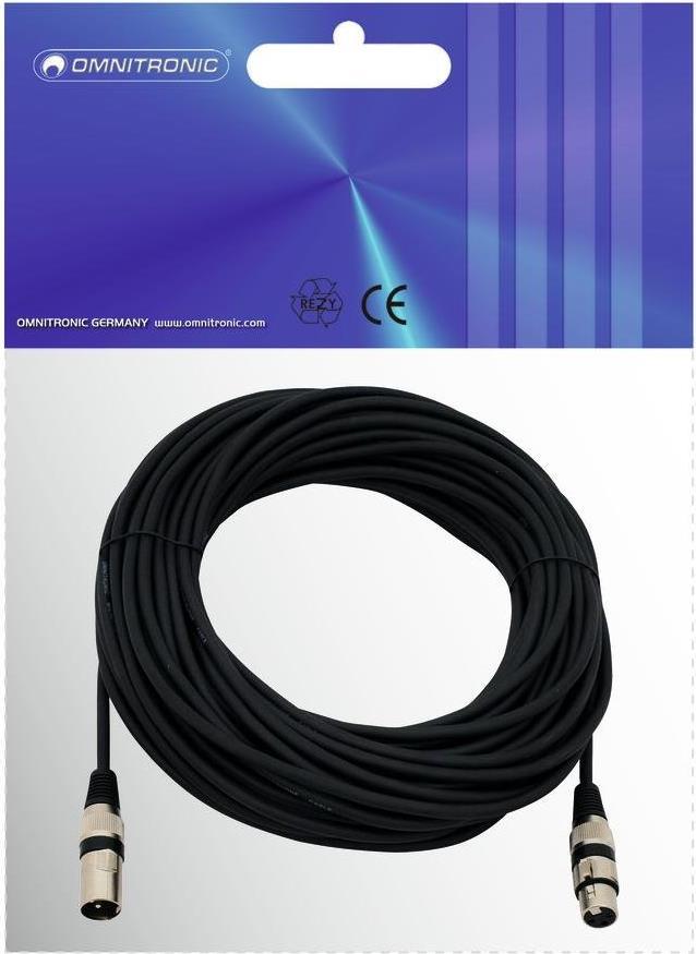Omnitronic - XLR Connection Cable - 25 m - 3-Pin XLR Plug to XLR Socket - Black - Model: 30220590