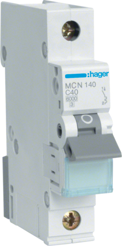 Hager MCN140 Circuit Breaker 40A C-Type - 1 Module - 17.5 mm Width - MCN140