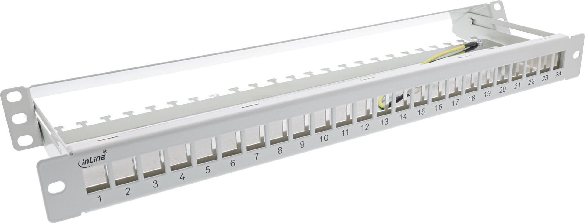 InLine® 24-Port Keystone Snap-In Patch Panel 48.26 cm (19") Light Grey RAL7035 24-fach 1HE 76824J