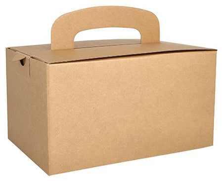 PAPSTAR Lunch Box "pure" with Carrying Handle, Brown Cardboard, 1 Piece (88980)