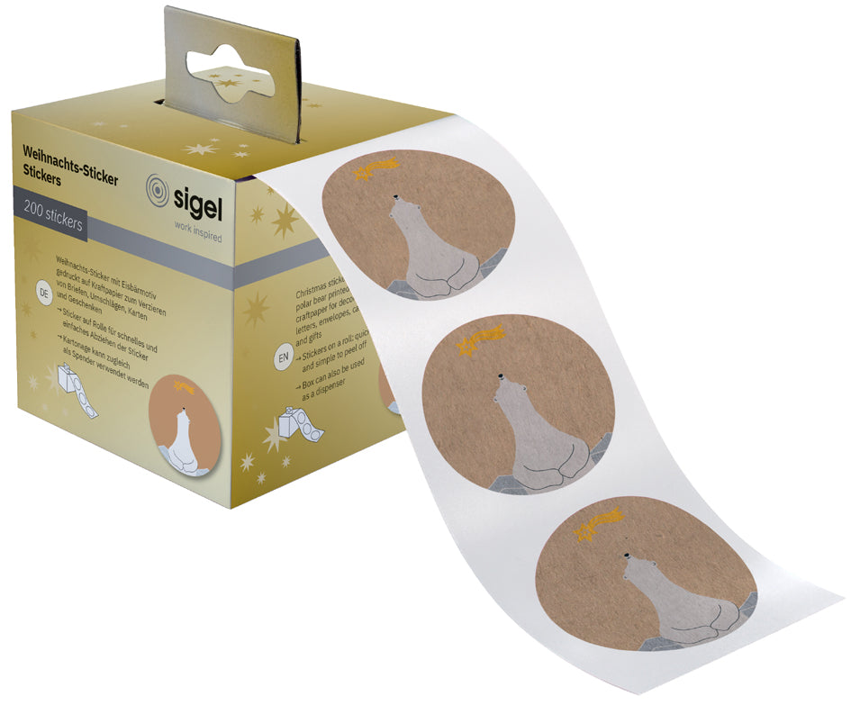 200 SIGEL Aufkleber Polar Bear Bär 47,0 x 47,0 mm (CS121)