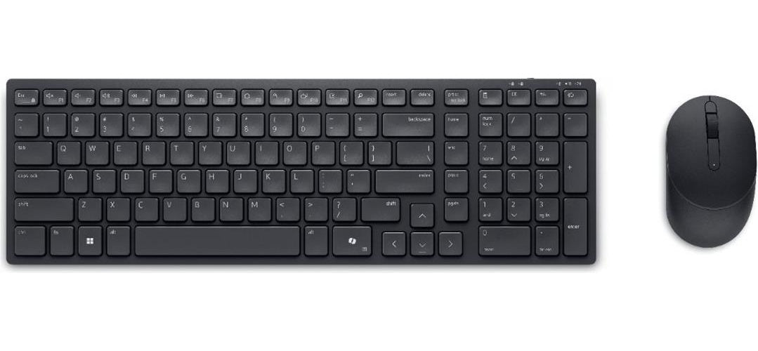 Dell Pro Compact Silent Keyboard and Mouse - KM555 - Tastatur-und-Maus-Set - kabellos - 2,4 GHz, Bluetooth 5,1 - QWERTZ - Deutsch - black - mit 3 years NBD Advance Exchange (KM555-BLK-GER) afbeelding 1