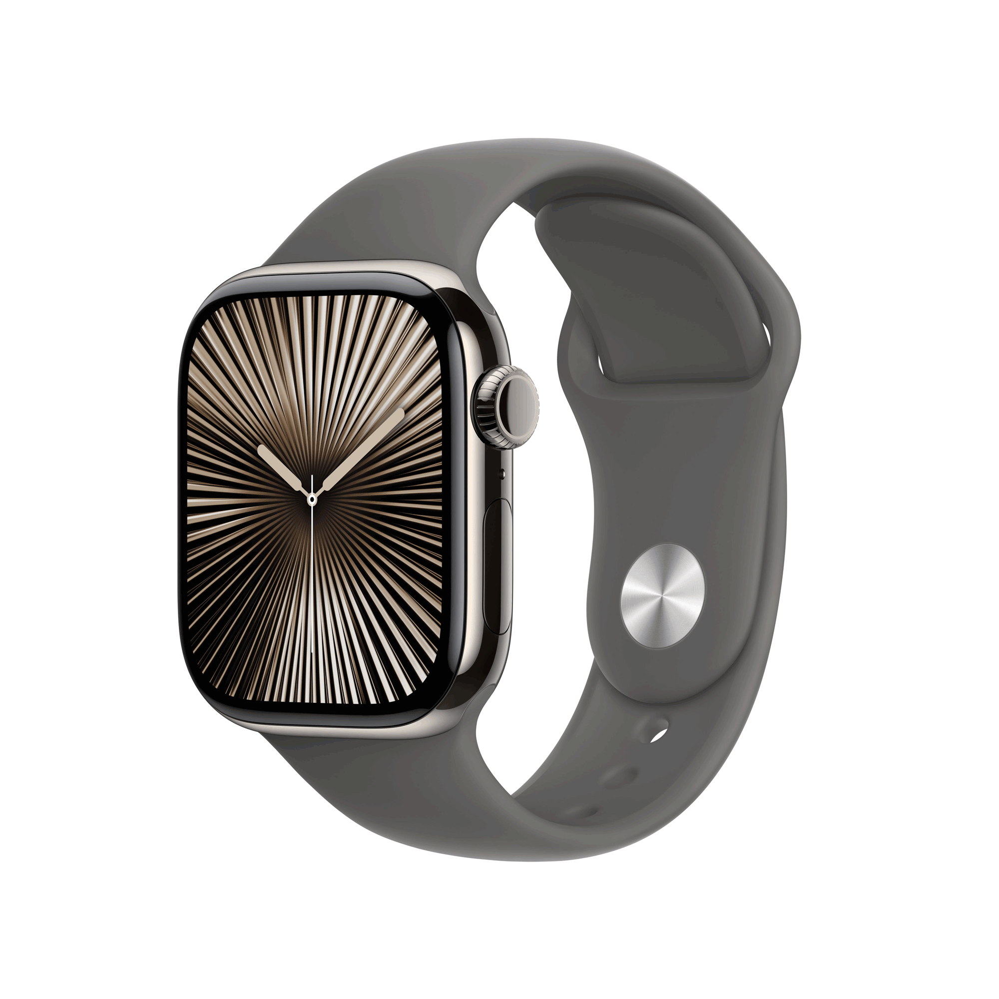 Apple Watch Series 10 GPS + Cellular 42 mm Natural Titanium Case with Stone Grey Sport Band MWXD3QF/A