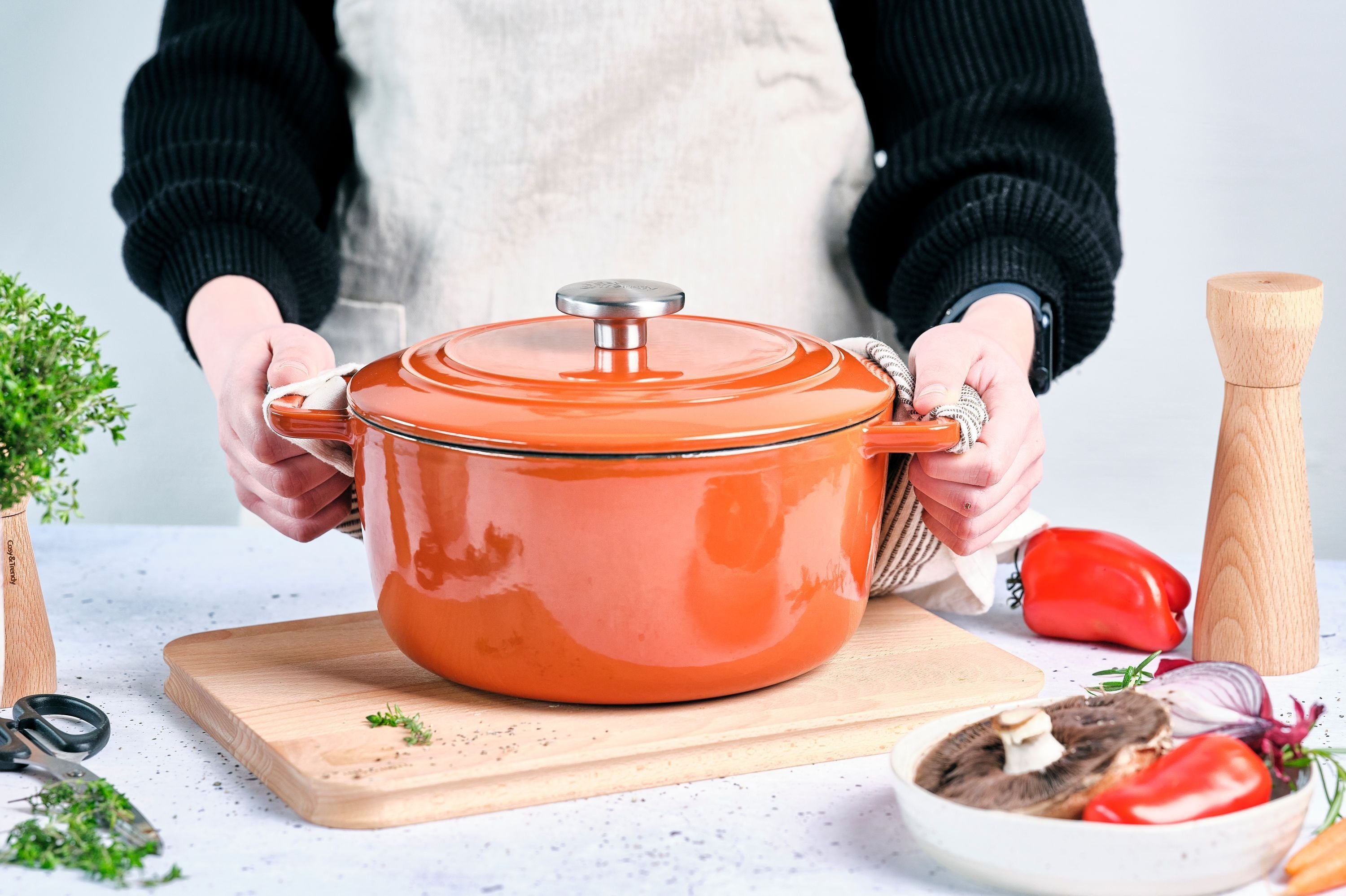 Cocotte avec couvercle - COSY & TRENDY - FONTESTIC - Fonte émaillée- Ø24 cm - 4,6 L - Tous feux dont induction - Rouille afbeelding 3