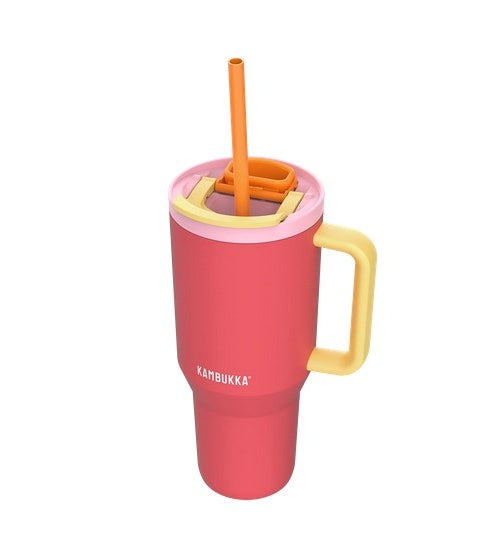 Thermal mug with telescopic straw Kambukka Rio Tumbler 950ml Pink Papaya afbeelding 1
