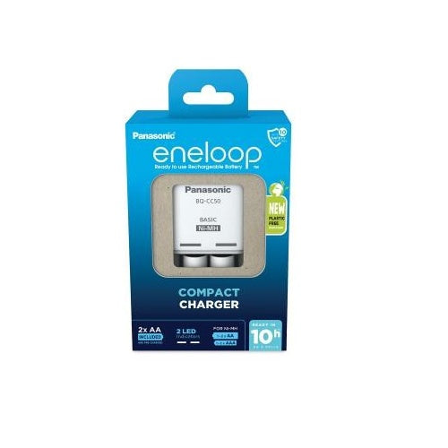 Panasonic eneloop Basic BQ-CC50 - Batterieladegerät - (für 2xAA/AAA) 2 x AA-Typ - NiMH - 2000 mAh (Eurostecker) (K-KJ50MCD20E) afbeelding 1