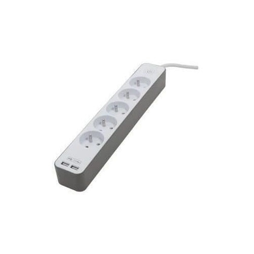 CHACON Bloc multiprise 5 prises 16 A avec 2 ports USB et câble 1,5 m HO5VV-F 3x1,5 mm² blanc et brun afbeelding 3