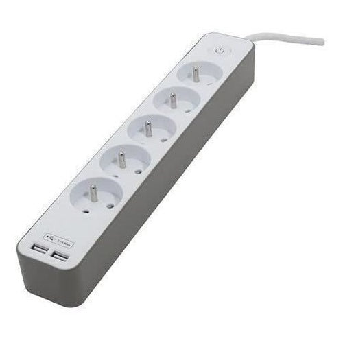CHACON Bloc multiprise 5 prises 16 A avec 2 ports USB et câble 1,5 m HO5VV-F 3x1,5 mm² blanc et brun afbeelding 6