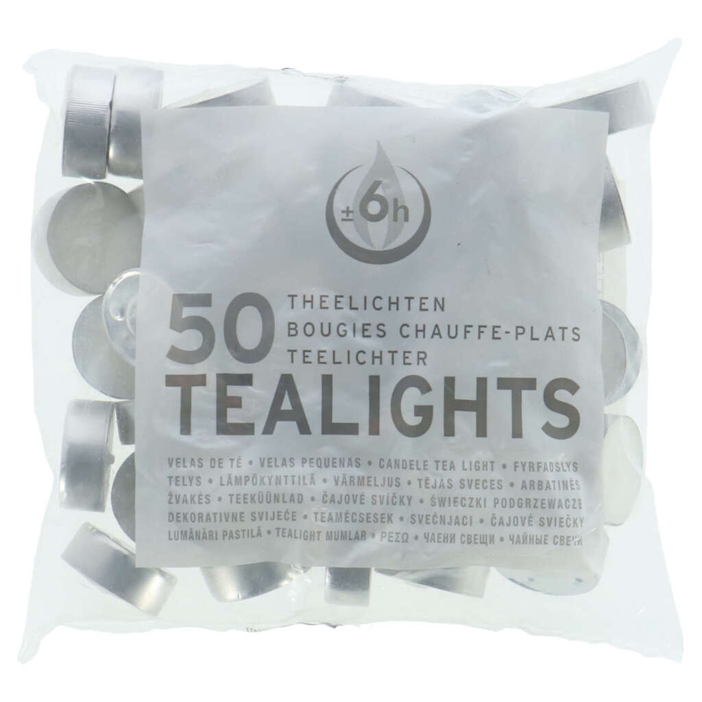 Tea Lights 6 Hours, 50 Pieces