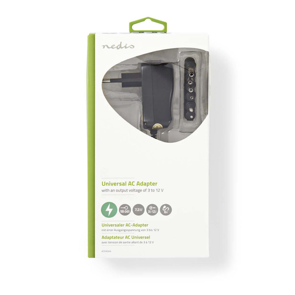 Nedis ACPA006 Universal AC Power Adapter 3/4.5/5/6/7.5/9/12 V DC 0.6 A