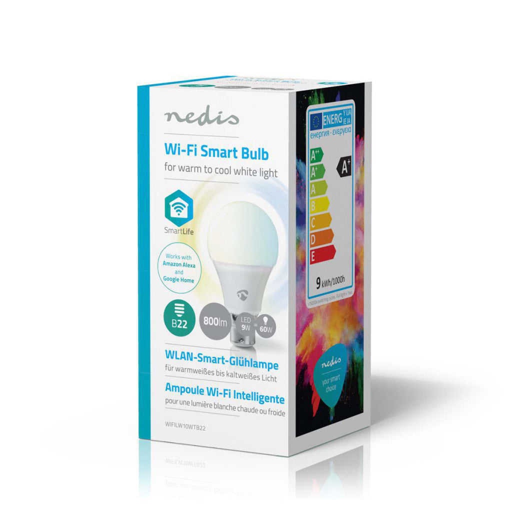 Nedis Wi-Fi Smart LED Bulb Warm to Cold White B22 9W WIFILW10WTB22