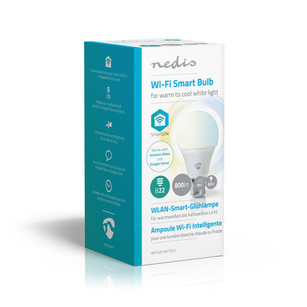 Nedis Wi-Fi Smart LED Bulb Warm to Cold White B22 9W WIFILW10WTB22