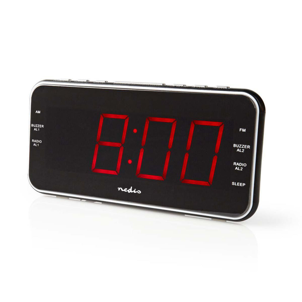 Nedis CLAR004BK Digital Alarm Clock Radio with LED Display and Snooze Function