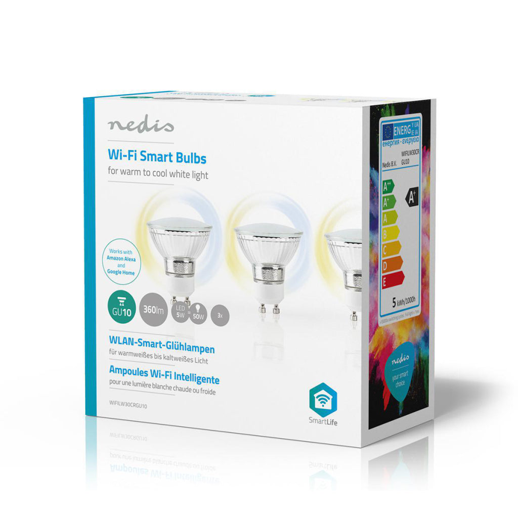 Nedis Wi-Fi Smart LED Lamp Warm to Cool White GU10 3-Pack