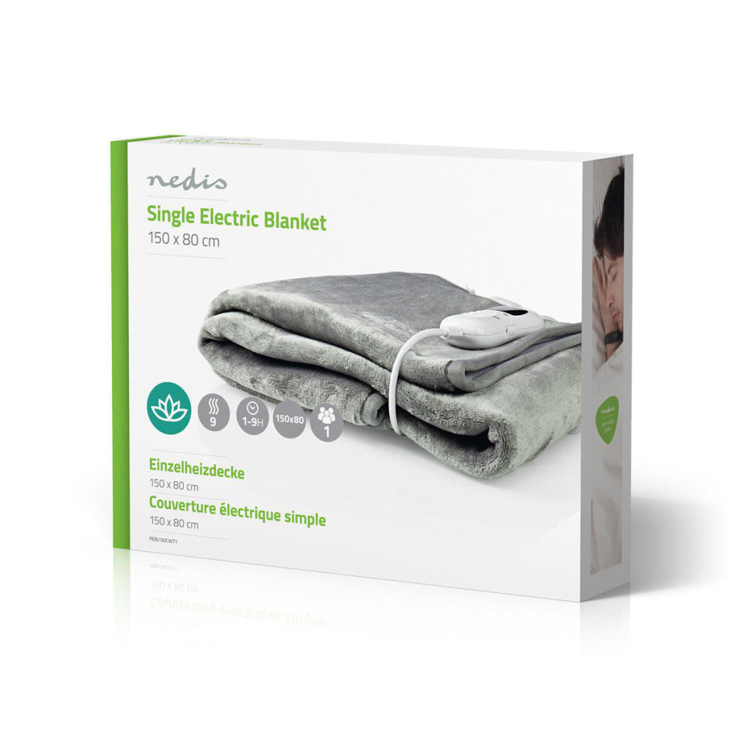 Nedis PEBL130CWT1 Electric Underblanket 150 x 80 cm - 9 Heat Settings, Overheat Protection