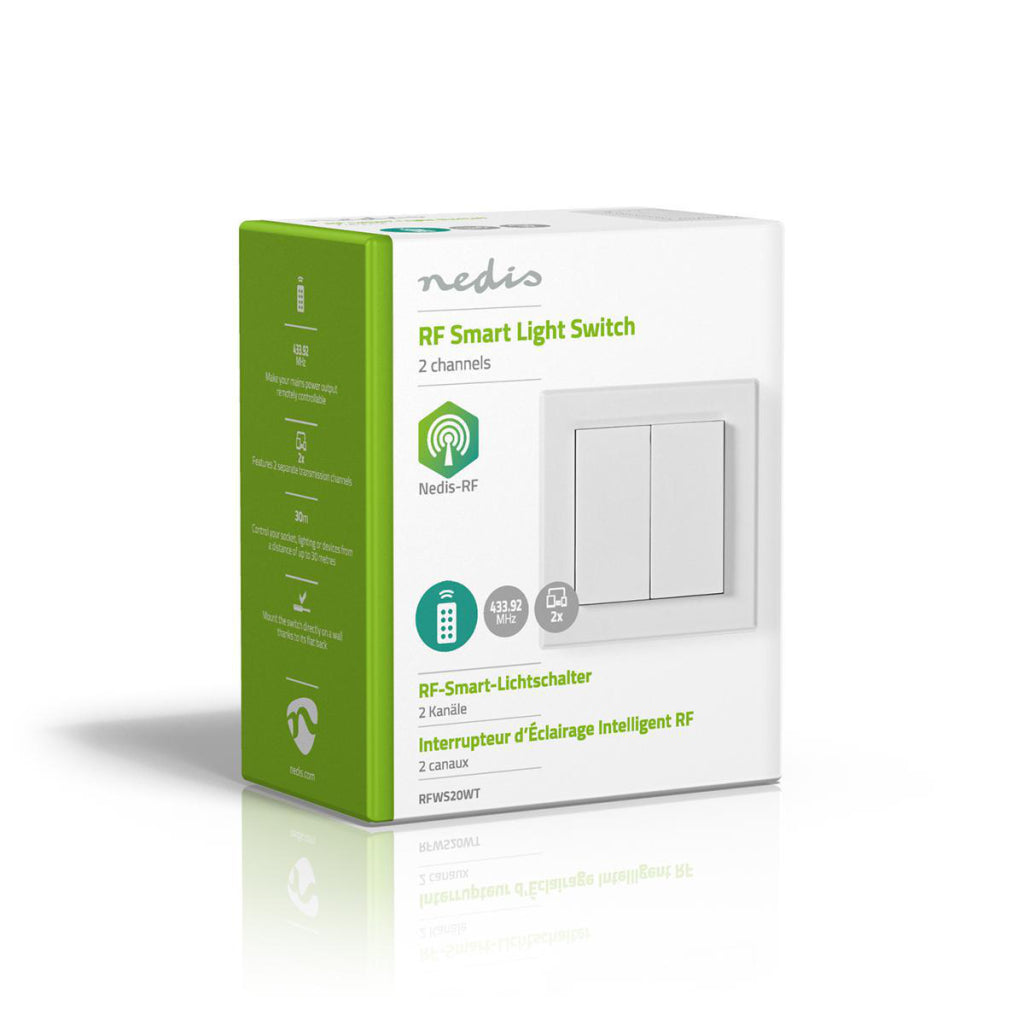 Nedis RFWS20WT RF Smart Double Light Switch - 30 m Range