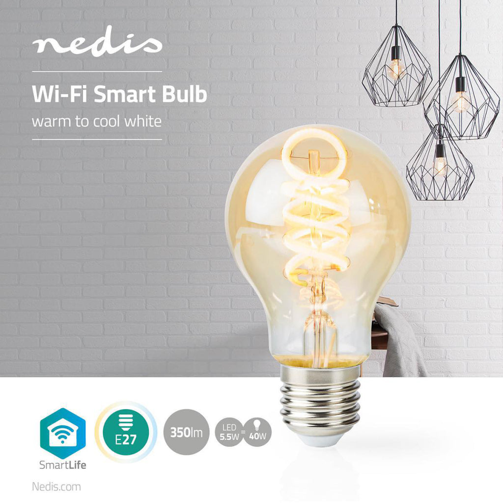 Nedis Wi-Fi Warm to Cool White LED Filament Lamp E27 5.5 W 350 Lm WIFILT10GDA60 A60